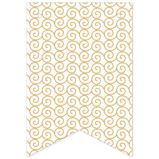 een oranje en witte achtergrond met krullen vlaggetjes (Tweede vlag)