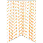 een oranje en witte achtergrond met krullen vlaggetjes (Derde vlag)