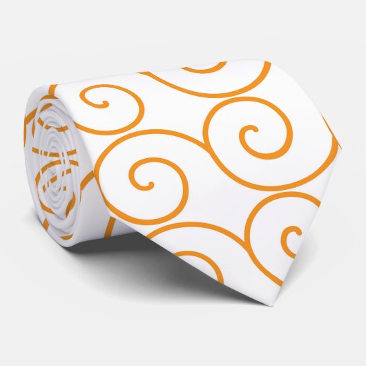 Een oranje en witte achtergrond met wervelingen stropdas (Opgerold)