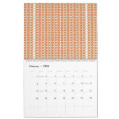 Een oranje en witte gestreepte achtergrond met kle kalender (Feb 2026)