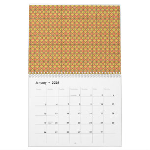 Een oranje, geel en bruin symmetrisch patroon w kalender