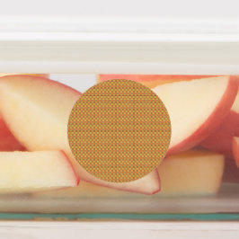 Een oranje, geel en bruin symmetrisch patroon w labels