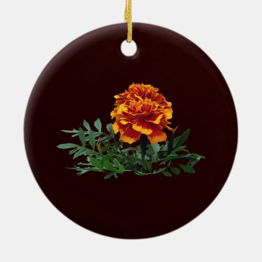 Een Oranje goudsbloem met gele tips Keramisch Ornament (Achterkant)