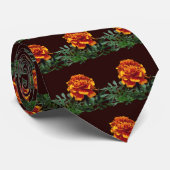 Een Oranje goudsbloem met gele tips Stropdas (Opgerold)