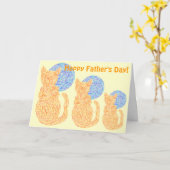 Een Oranje kat en de maan, een grappige vaderdag Kaart (Gele Bloem)