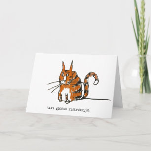Een Oranje Kat Orange Kat Cartoon Wenskaart Kaart