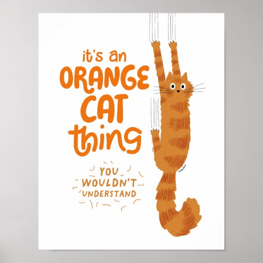 Een Oranje katteding - een grappige tabletkat die Poster (Voorkant)