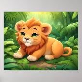 Een Oranje leeuwenwelp in het Oerwoud Poster (Voorkant)