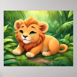 Een Oranje leeuwenwelp in het Oerwoud Poster