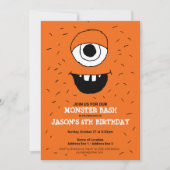 Een Oranje Monster Bash! Schattigee Monster Party Kaart (Voorkant)
