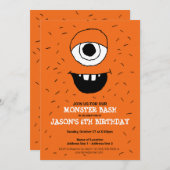 Een Oranje Monster Bash! Schattigee Monster Party Kaart (Voorkant / Achterkant)