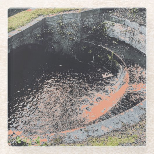 Een Oranje pool in Welshpool Glazen Onderzetter (Voorkant)