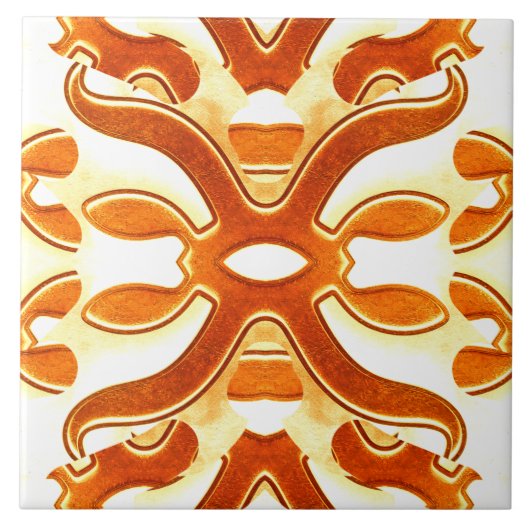 Een  oranje wit klassiek trendy design tegeltje (Voorkant)