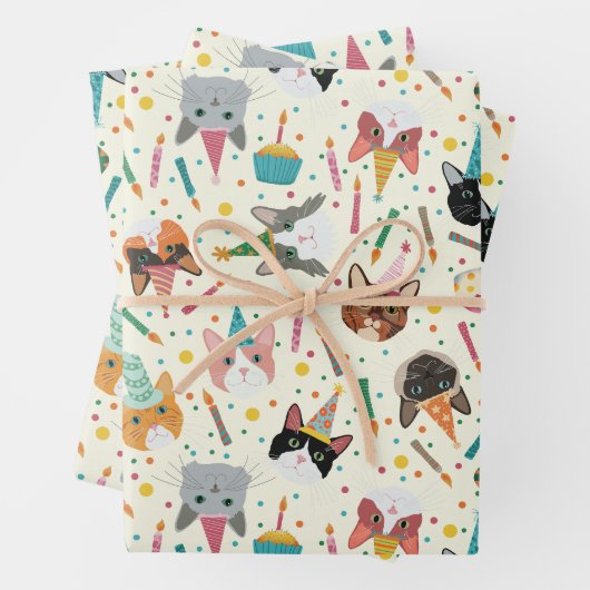 Een orfathday kattenpapier (3 vellen) inpakpapier vel (In situ)