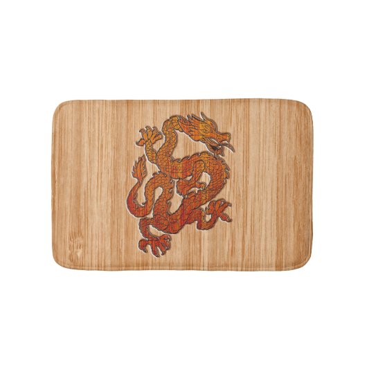 Een orientale draak in Bamboo Badmat (Voorkant)
