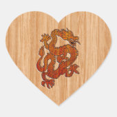 Een orientale draak in Bamboo Hart Sticker (Voorkant)