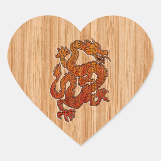 Een orientale draak in Bamboo Hart Sticker (Voorkant)