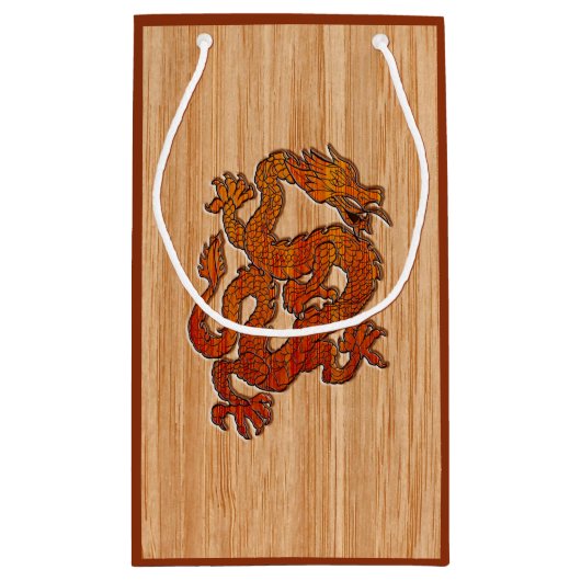 Een orientale draak in Bamboo Klein Cadeauzakje (Achterkant)
