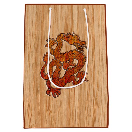 Een orientale draak in Bamboo Medium Cadeauzakje (Achterkant)
