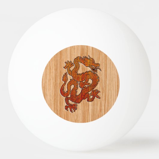 Een orientale draak in Bamboo Pingpongbal (Achterkant)