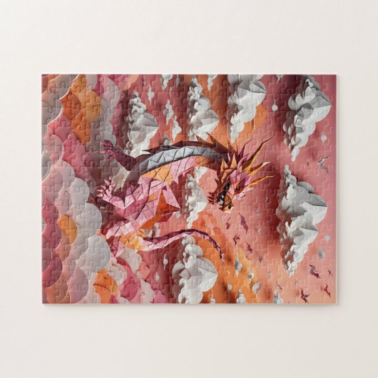 Een origami draak legpuzzel (Horizontaal)