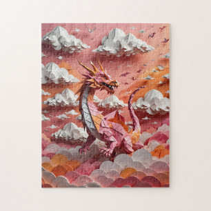 Een origami draak legpuzzel