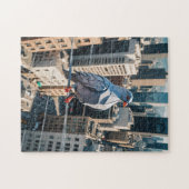 Een origamiduif in de stad legpuzzel (Horizontaal)