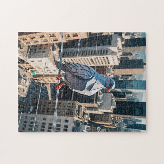 Een origamiduif in de stad legpuzzel (Horizontaal)