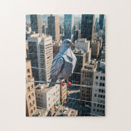 Een origamiduif in de stad legpuzzel