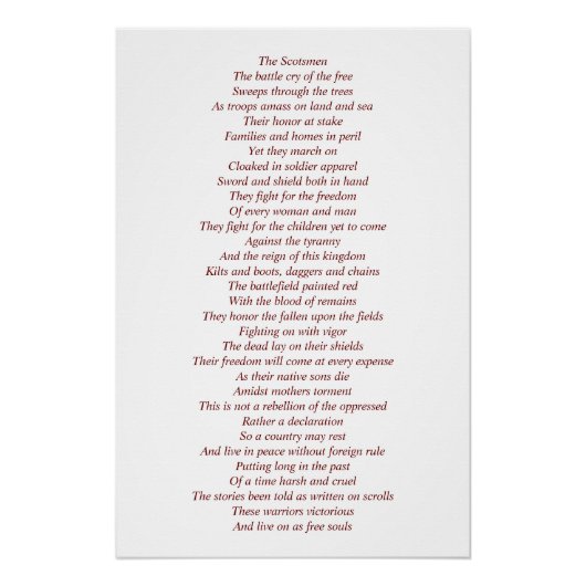 Een origineel gedicht over Schotse aankomst Perfect Poster (Voorkant)