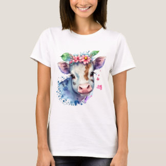een originele koe met bloemen. t-shirt