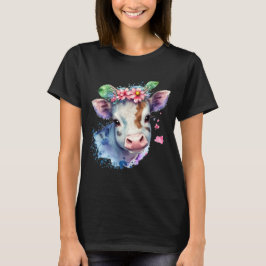 een originele koe met bloemen. t-shirt