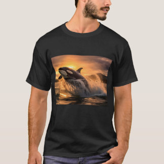 Een orka springen uit de oceaan - AI gegenereerd T-shirt