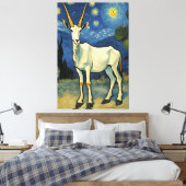 Een Oryx in een sterrennacht Canvas Afdruk (Insitu (Slaapkamer))
