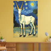 Een Oryx in een sterrennacht Canvas Afdruk (Insitu (Woonkamer))
