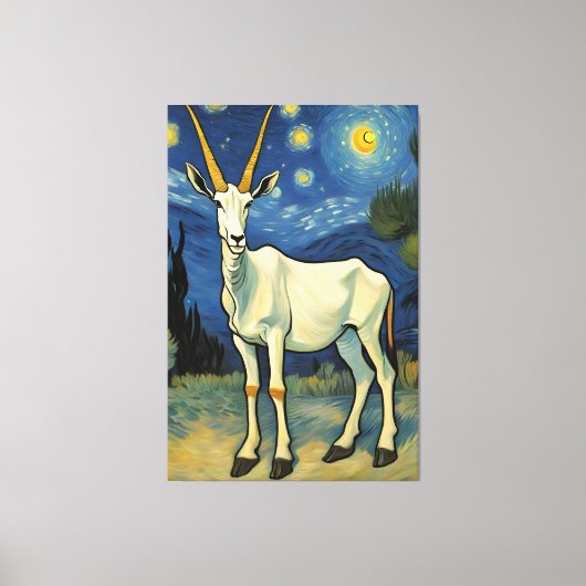 Een Oryx in een sterrennacht Canvas Afdruk (Voorkant)