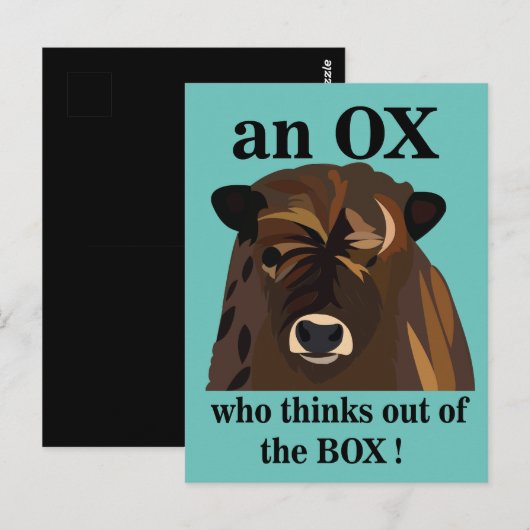 Een Os Die Buiten De Kist Denkt Briefkaart (Voorkant / Achterkant)