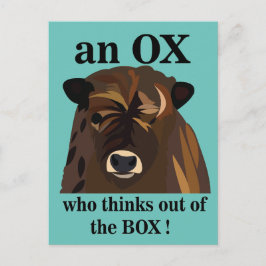 Een os die uit de doos denkt briefkaart