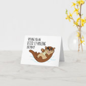 Een Otter Birthday Cute Wenskaart Kaart (Gele Bloem)