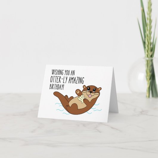 Een Otter Birthday Cute Wenskaart Kaart (Voorkant)