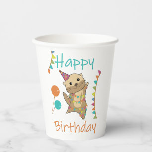 Een Otter Birthday wil een goede otter-volwassene. Papieren Bekers