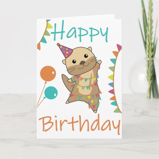 Een Otter Birthday wil graag een goede otter-kaart Kaart (Voorkant)