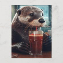 Een otter Drink in een café