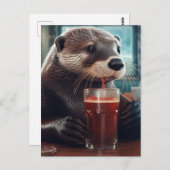 Een otter Drink in een café Briefkaart (Voorkant / Achterkant)