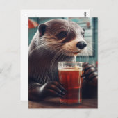 Een otter Drink in een café Briefkaart (Voorkant / Achterkant)