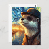 Een otter in de Sterrennacht Briefkaart (Voorkant / Achterkant)