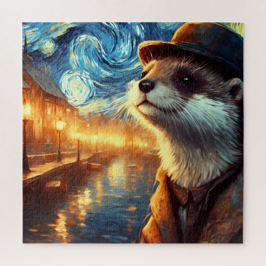 Een otter in de Sterrennacht Legpuzzel (Verticaal)