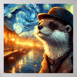 Een otter in de Sterrennacht Poster
