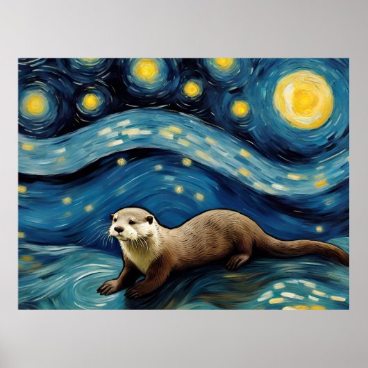 Een otter in het Sterrennacht Zee Poster (Voorkant)