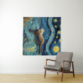 Een otter in het Sterrennacht Zee Wandkleed (In Situ (horizontaal))